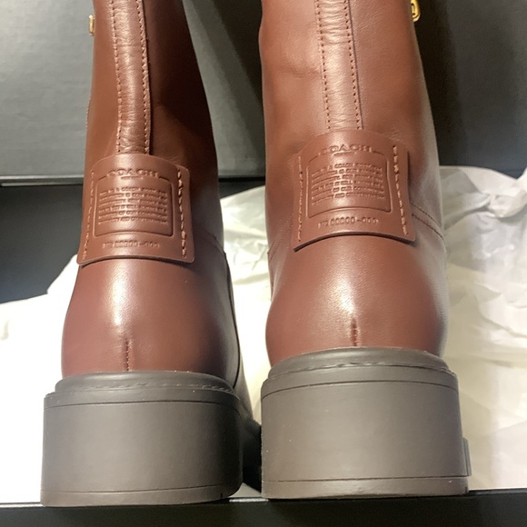 BRAND NEW 🔥 LEIGH LEATHER COACH BOOTS 😍 COLOR - WALNUT 😆 - Picture 5 of 10